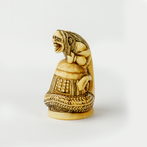 Netsuke - Kiyohime wrapped around the bell of Dojo-ji