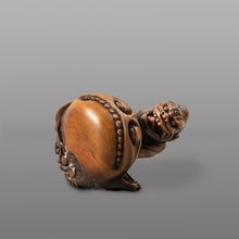 Load image into Gallery viewer, Netsuke - Demon on winged mokugyo drum